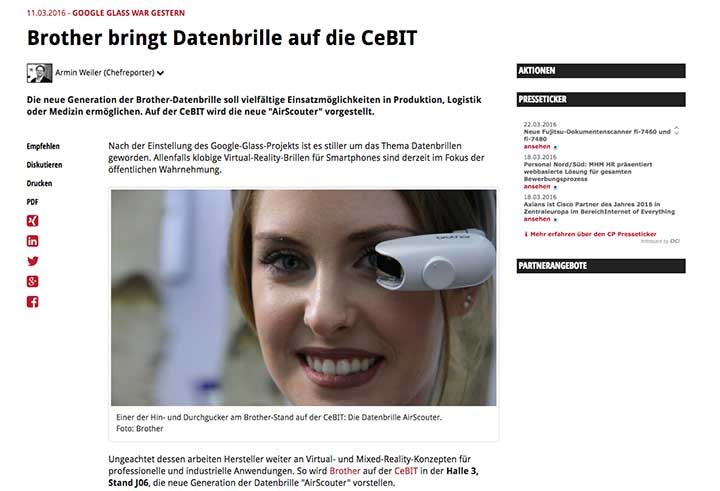 Linktipp: Brother bringt Datenbrille auf die CeBIT