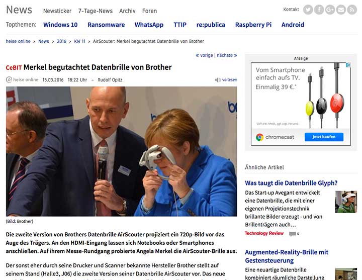 Linktipp: Merkel begutachtet Datenbrille von Brother